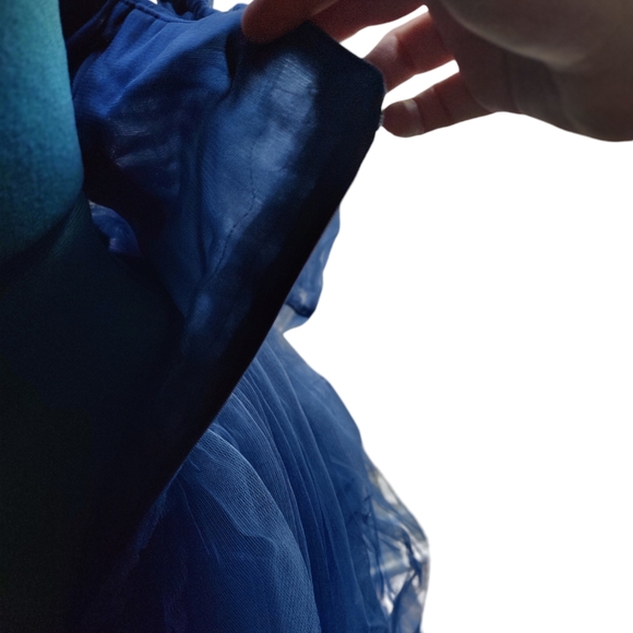 Ruffles Tulle Ball Gowns Off Shoulder Dresses 2024 Long Strapless Navy Blue - Picture 7 of 11